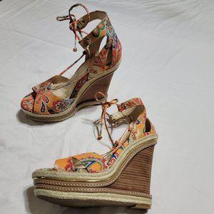 Jessica Simpson multi-color wedge shoes, size 10